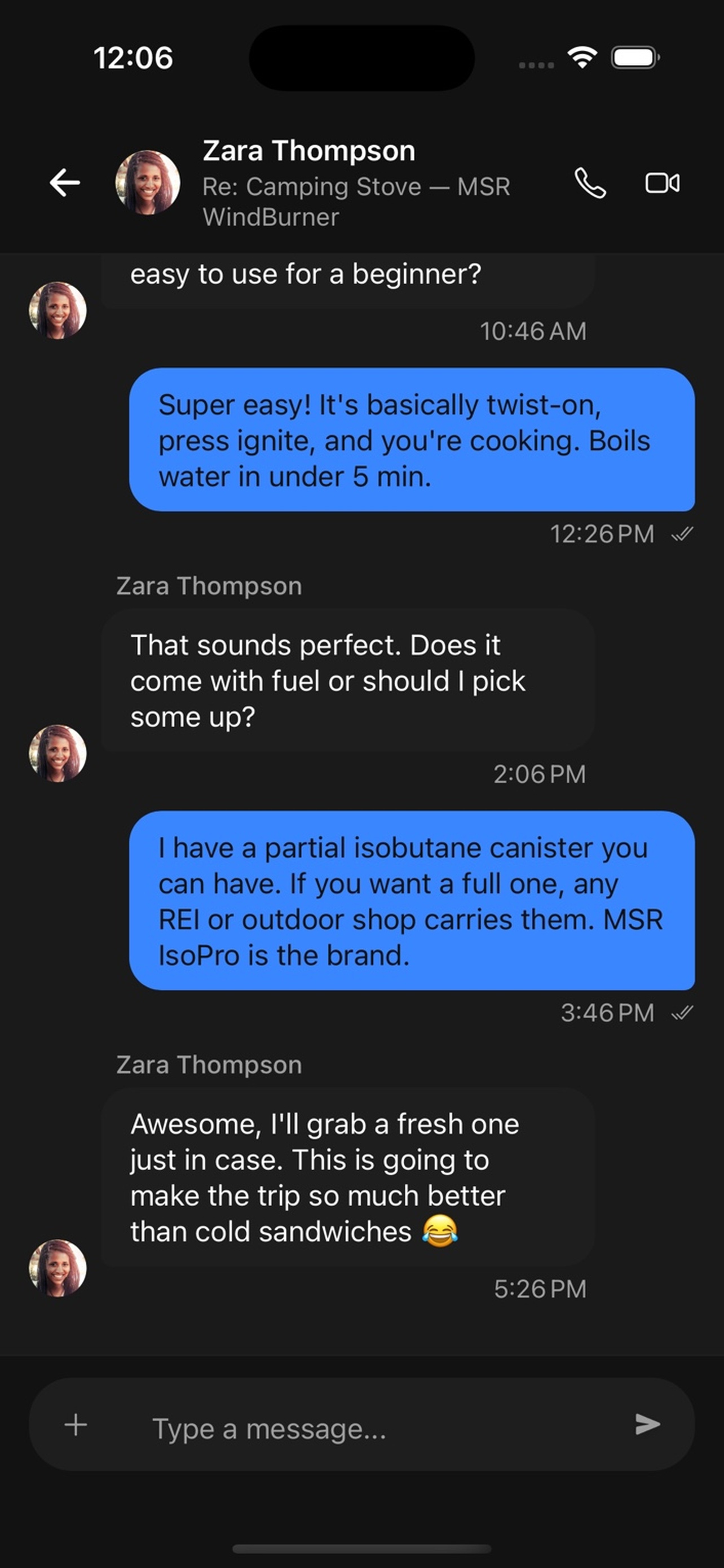 Individual chat conversation